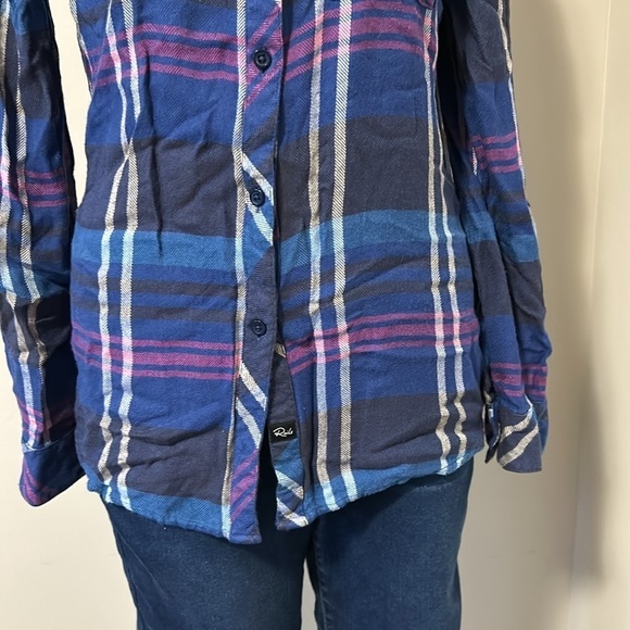 RAILS Sun Navy Blue Pink White Flannel Button Down Shirt Sz S - Picture 4 of 13